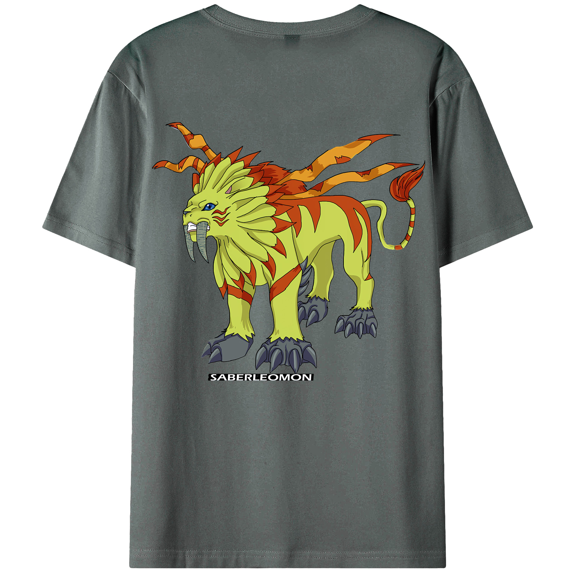 （画像用） Digimon デジタルモンスター/デジモン 綿100％ メンズ半袖Tシャツ（バックプリント） 通気性